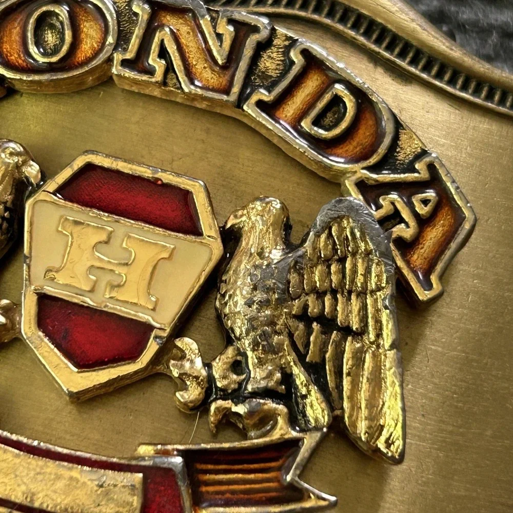 Vintage Honda Belt Buckle‎ Mens Gold Western Eagle Logo Rectangular 1978